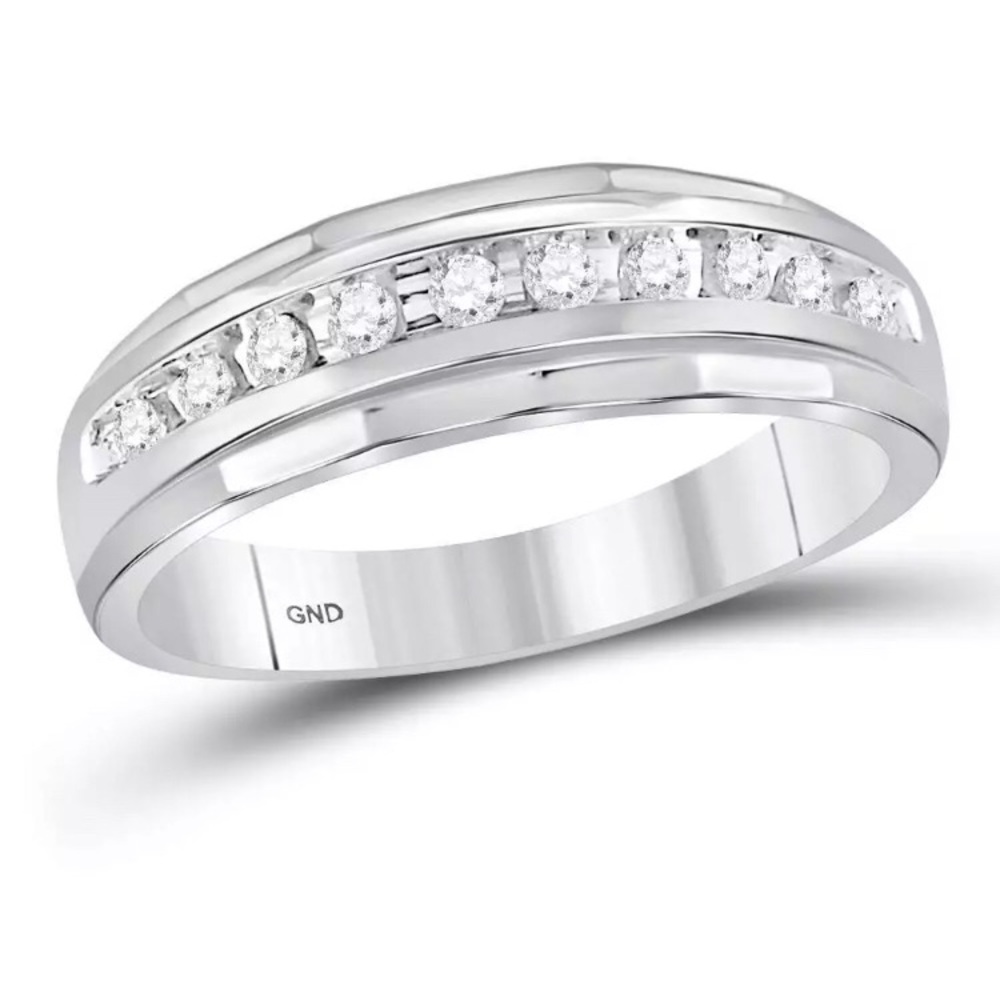10kt White Gold Diamond Wedding Band Ring 1/4 Cttw